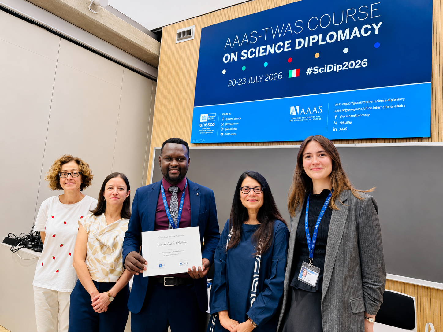 Dr. Samuel Baker Obakiro Completes International Science Diplomacy Course
