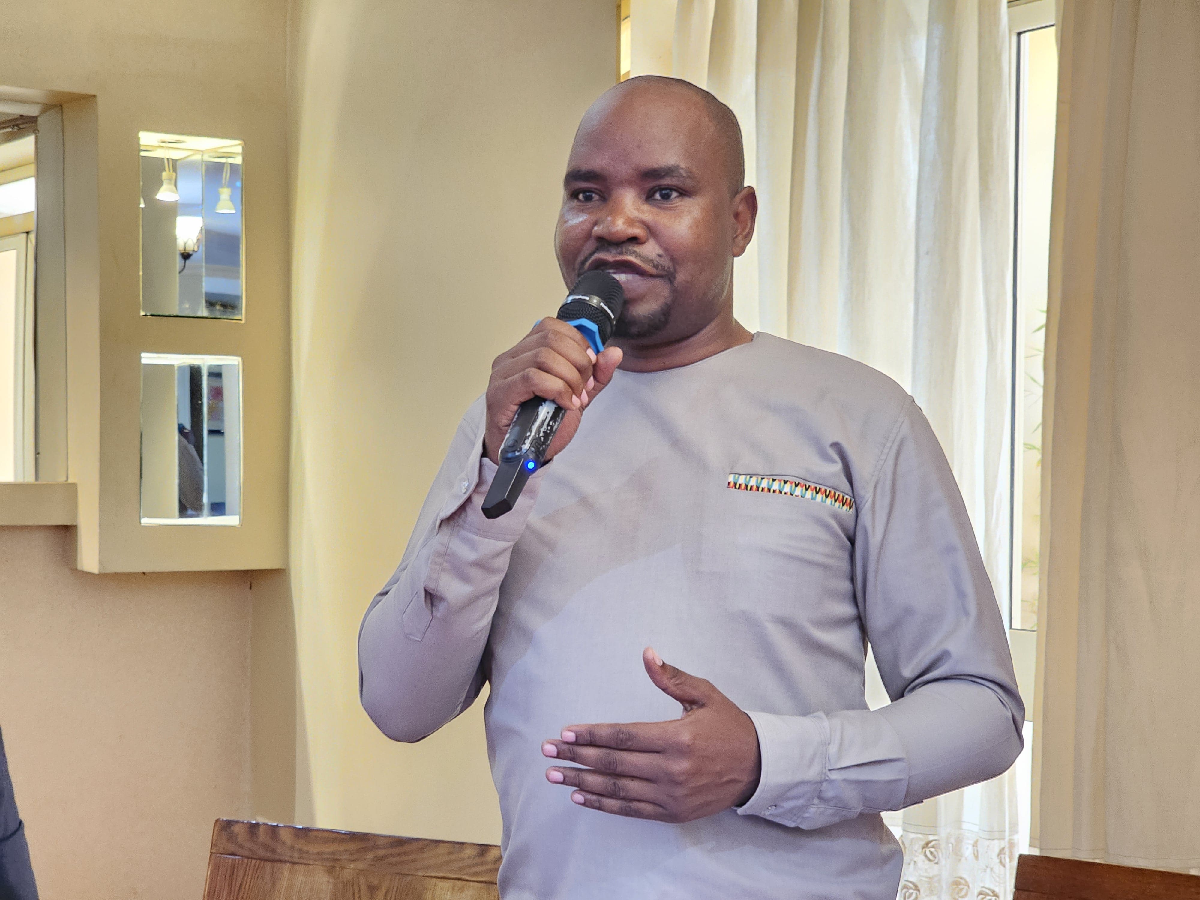 Prof. Gilbert Gilbrays Ocen, Director of the Directorate of Information and Communication Technologies, Research and Innovation Technologies (DICTS), demonstrates to Busitema University Top Management how university ranking systems work during the Top Management Retreat.