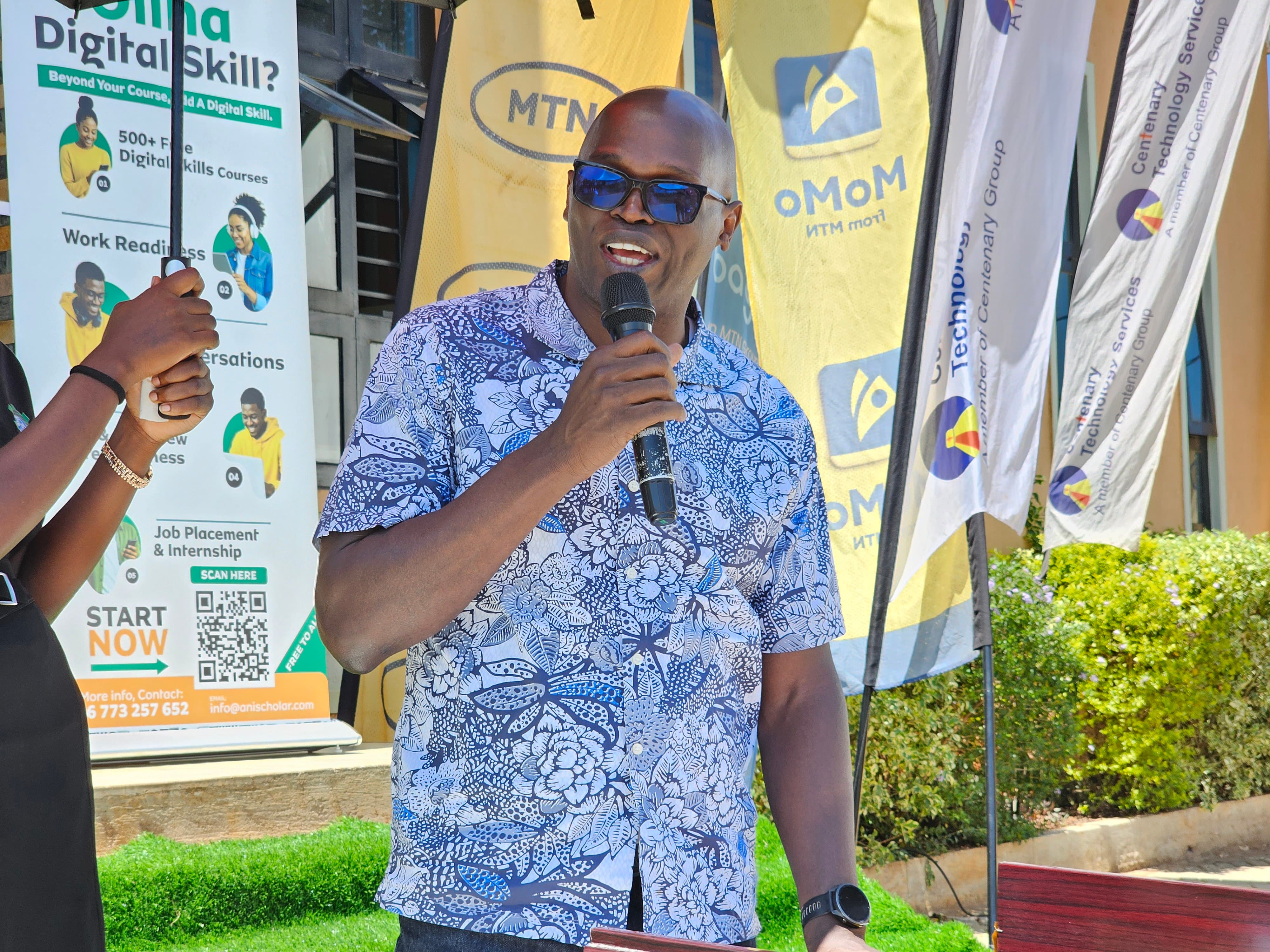 SC Francis Gimara, Trustee of the MTN Uganda Foundation, delivers his remarks during the official launch of the MTN Spark Hub at Busitema Campus on 15 September 2026.