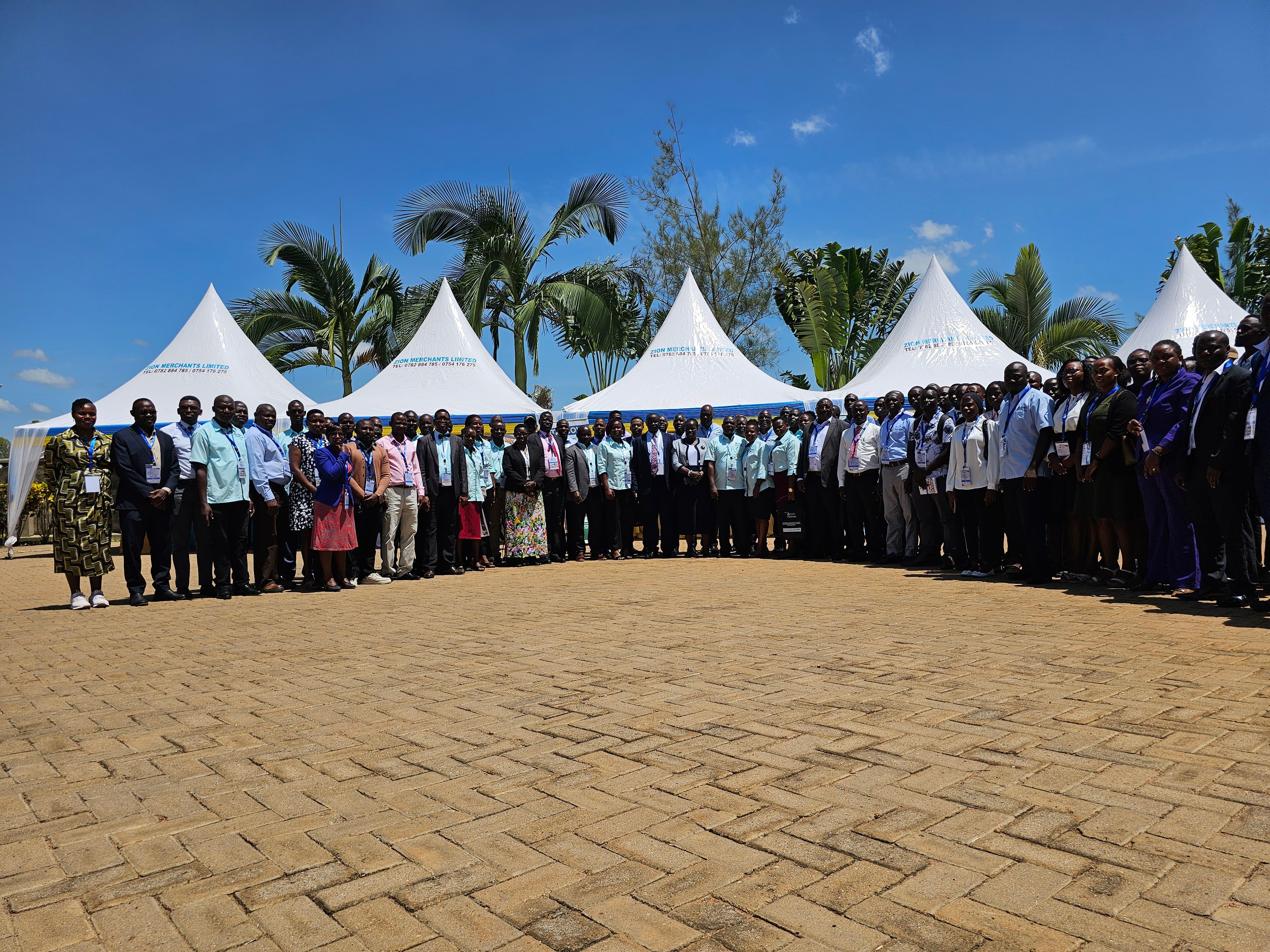 University officials, researchers, students and guests pose for a group photo during the 4th Busitema University Annual Science, Technology and Innovation Symposium at Hursey Resort Hotel in Soroti.