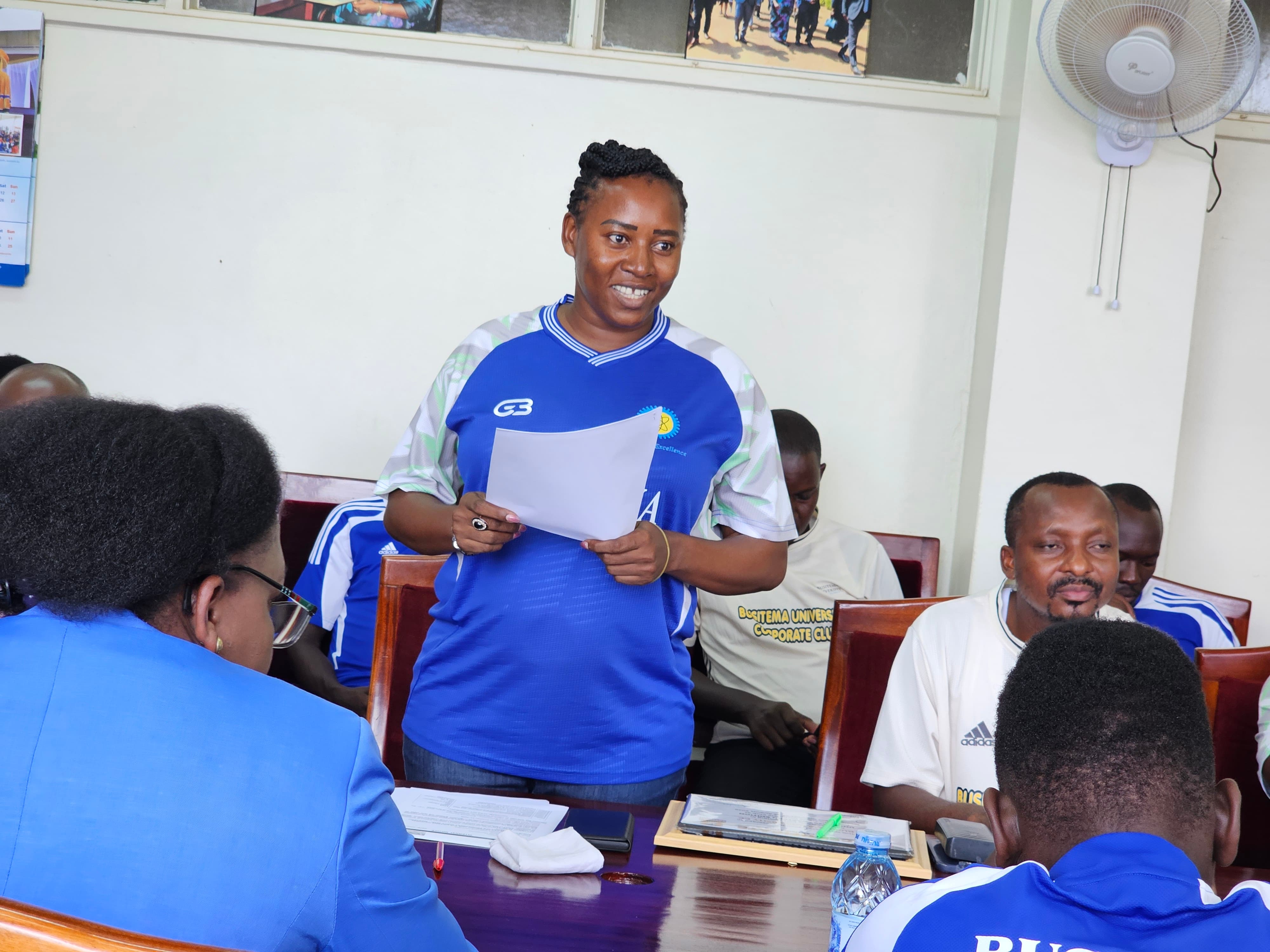 Dr. Agnes Baluka Masajja, Deputy Chief Sports Officer, delivers her remarks during the flag-off ceremony at Busitema Campus on 21 October 2026.