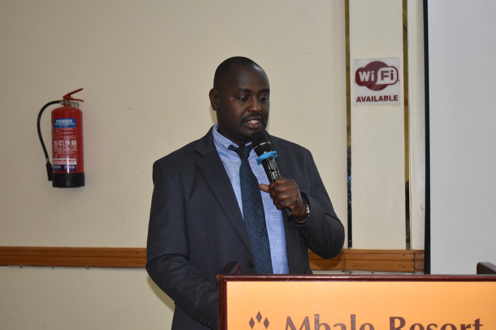 Chief Planner Paddy Namurebire presents on performance and measurable budget outputs during the Busitema University Top Management Retreat.