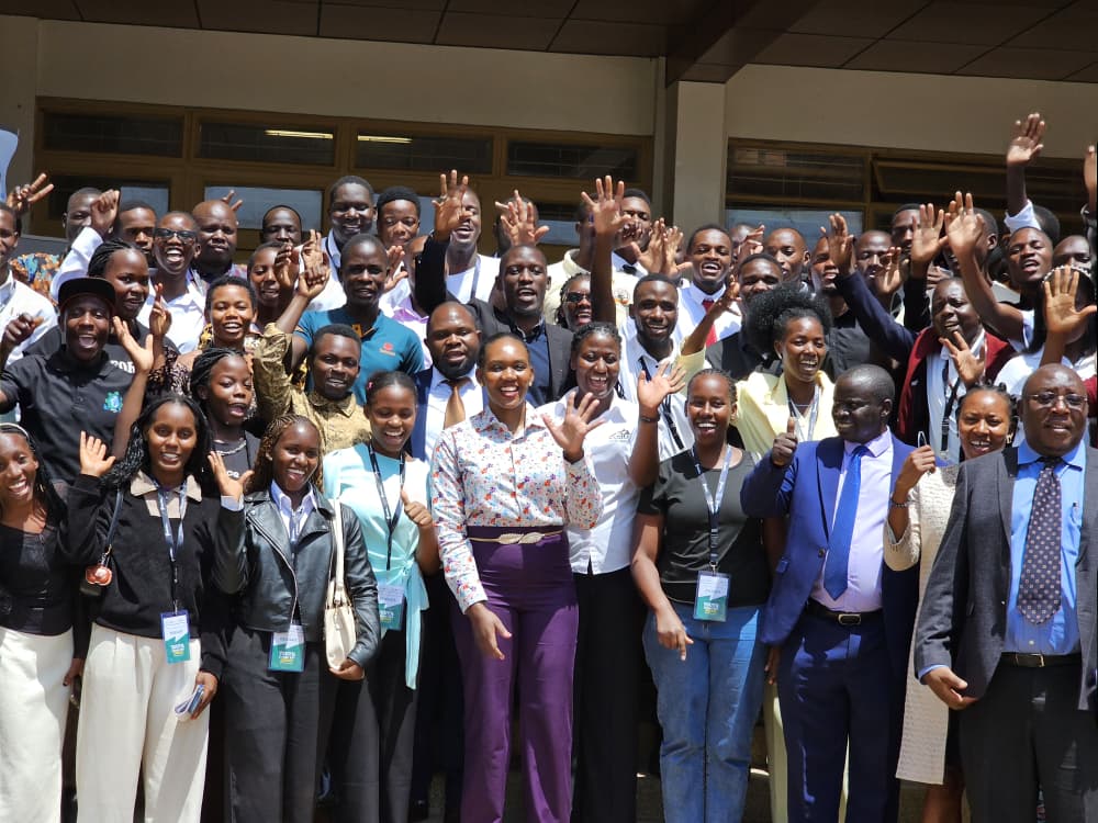 Hon. Phiona Nyamutoro, State Minister for Minerals, joins Busitema University leaders, students and other participants for a group photo during Youth Mining Day at the University’s Main Campus on 14 August 2026.