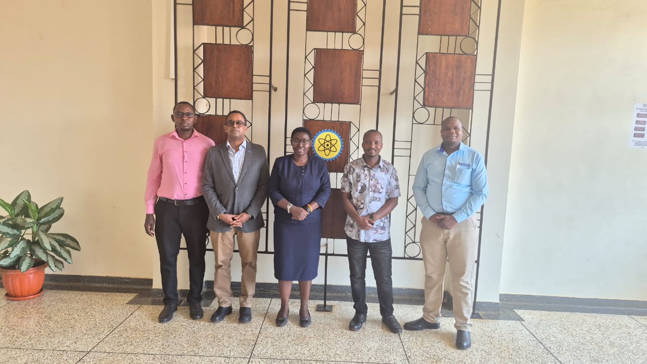 Assoc. Prof. Biira, poses for a photograph with Mr. Redda and the Principal Investigators, following a courtesy call on Busitema University’s Top Management