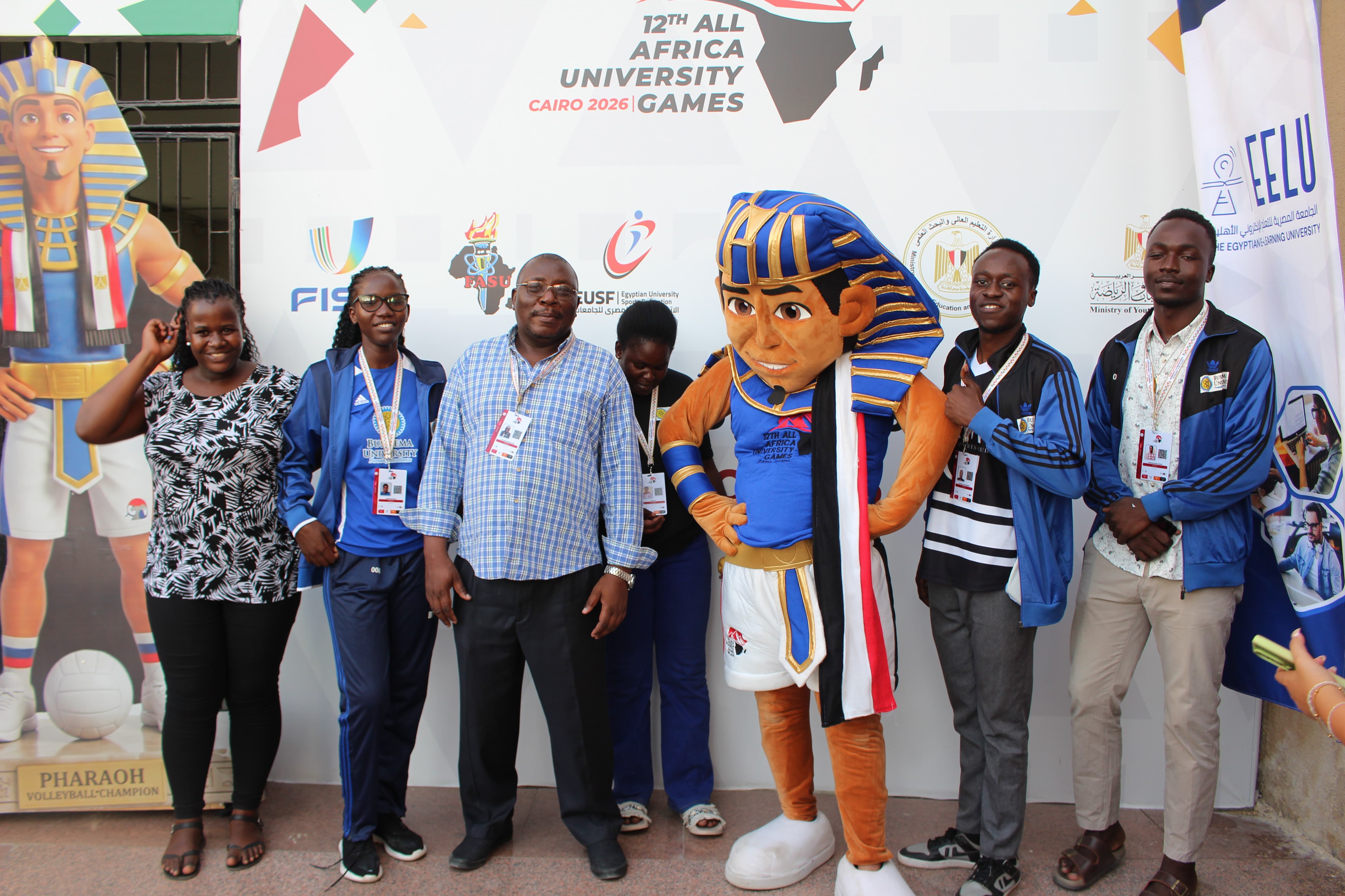 University Chess team with the Dean of Students Mr. Joseph Wanyama Erogo at the Ain Shams University, Cairo