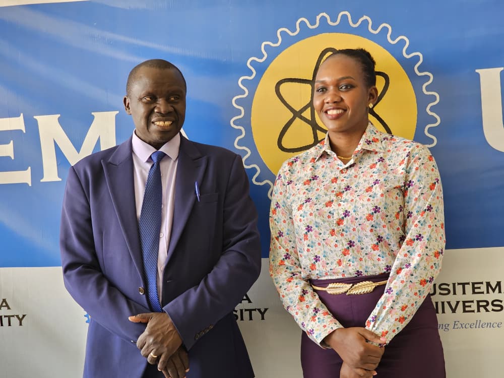 Busitema University Vice Chancellor Prof. Paul Waako with Hon. Phiona Nyamutoro, State Minister for Minerals, during Youth Mining Day at the University’s Main Campus on 14 August 2026.