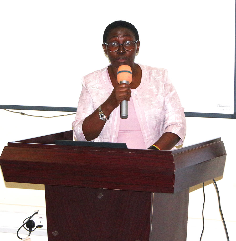 Assoc. Prof. Saphina Biira addressing participants