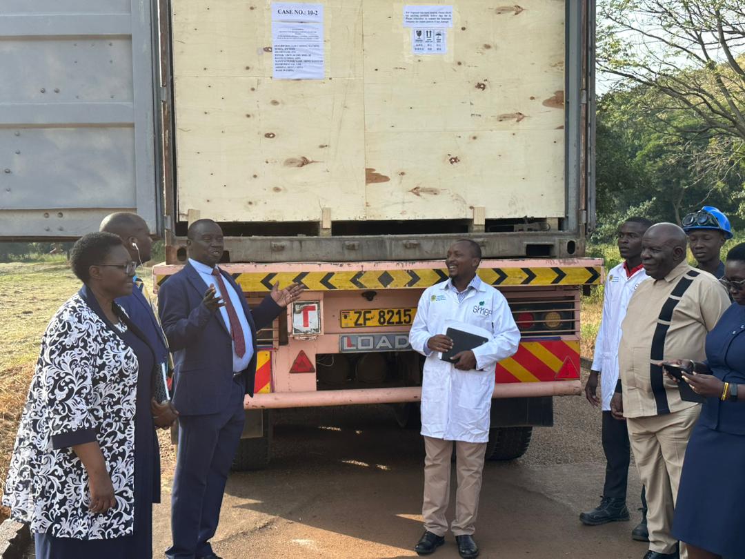 The Vice Chancellor, Prof. Paul Waako addressing University Council, Management, Staff & some students during the reception of the equipment at Main campus 