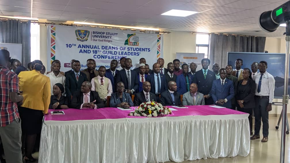 Busitema University’s Guild delegation, together with Ms Namwagwe Justine, Acting Dean of Students and Senior Warden at Nagongera Campus, at the 10th Annual Deans of Students and 18th Guild Leaders’ Conference at Bishop Stuart University in Mbarara.